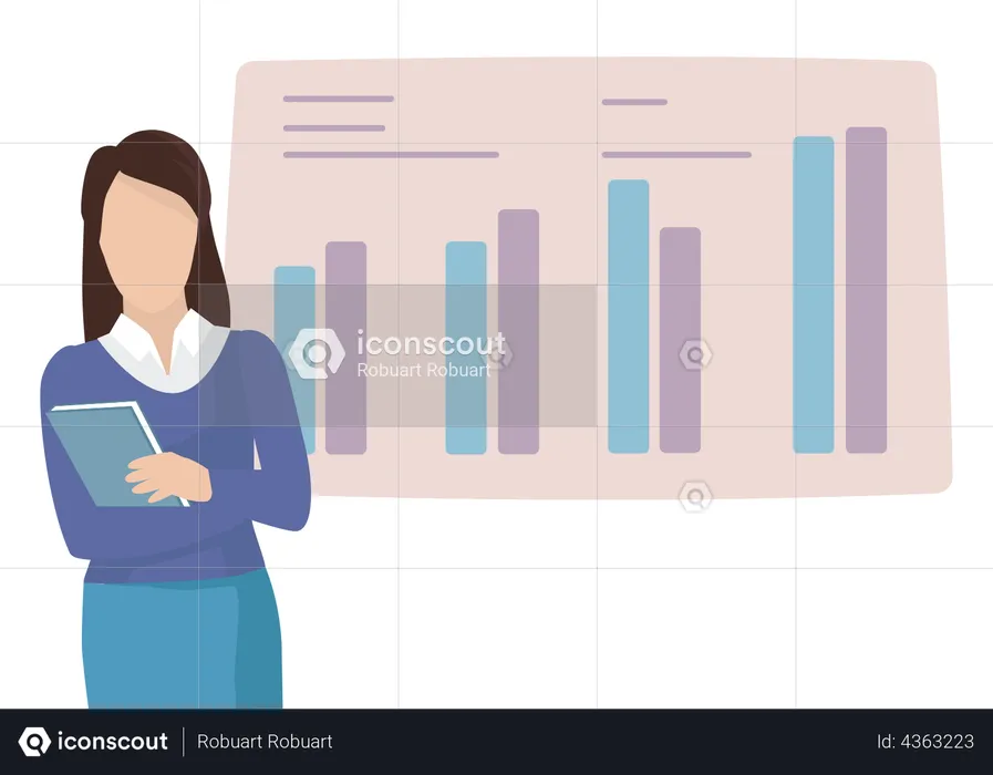 Geschäftsfrau macht statistische Analysen  Illustration