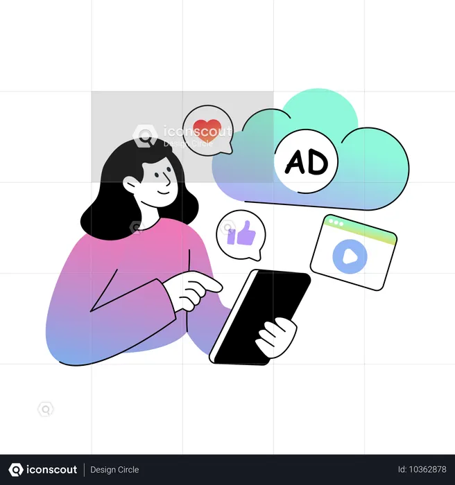 Geschäftsfrau erstellt Cloud-Werbung  Illustration