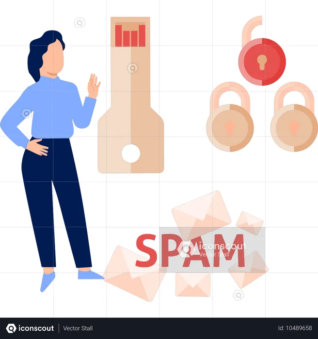 Geschäftsfrau tut Schutz vor Spam-E-Mail  Illustration