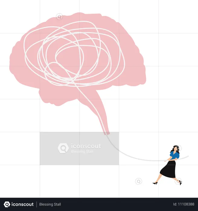 Geschäftsfrau mit geschäftlichen Verwirrungen konfrontiert  Illustration