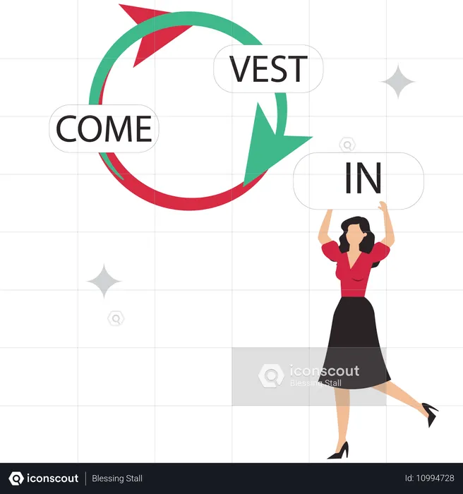 Geschäftsfrau verwandelt Investition in Einkommen  Illustration