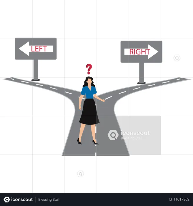 Geschäftsfrau wählt Geschäftsrichtung  Illustration