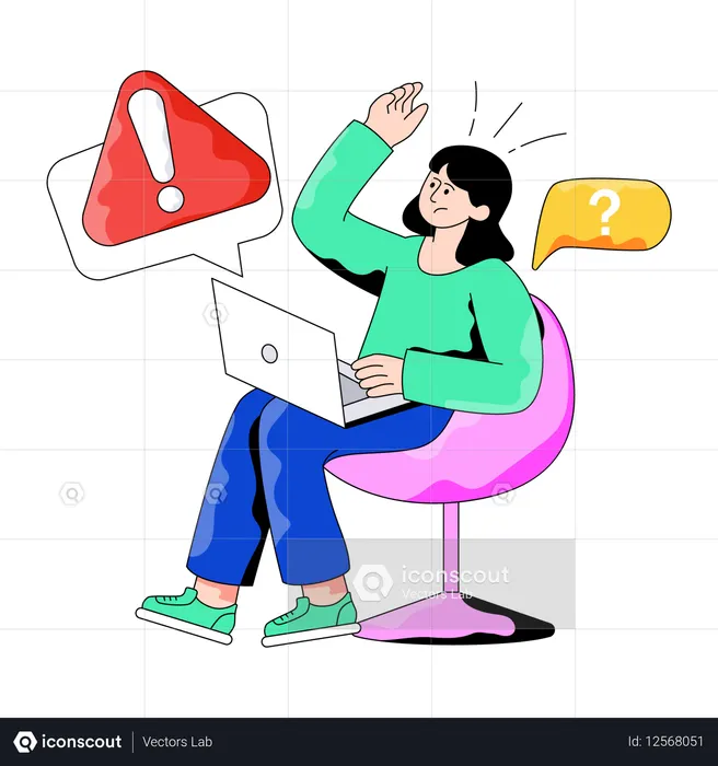 Geschäftsfrau warnt vor Chat-Fehler  Illustration