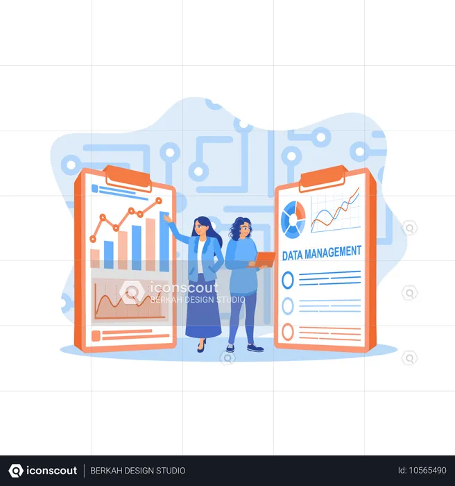 Geschäftsfrauen analysieren Daten  Illustration