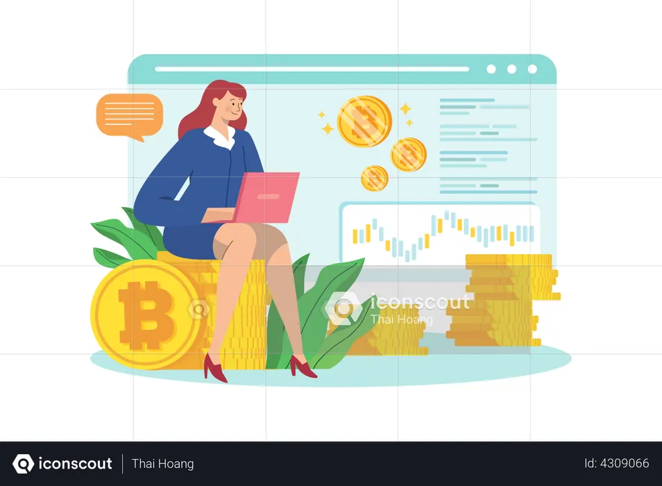 Geschäftsfrauen investieren in Bitcoin  Illustration