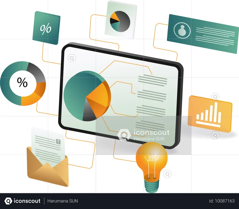 Geschäftsidee mit Analysebericht  Illustration