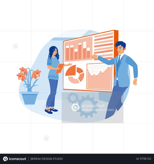 Geschäftsleute die diagramme analysieren  Illustration