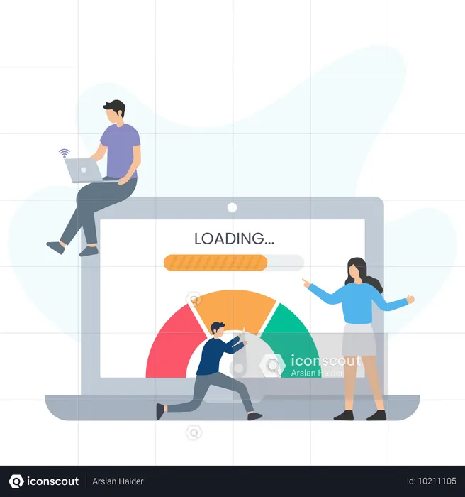 Geschäftsleute, die Geschäftsdaten analysieren  Illustration