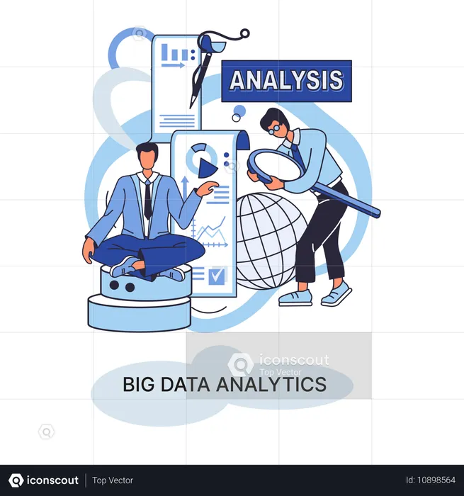 Geschäftsleute analysieren große Geschäftsdaten  Illustration