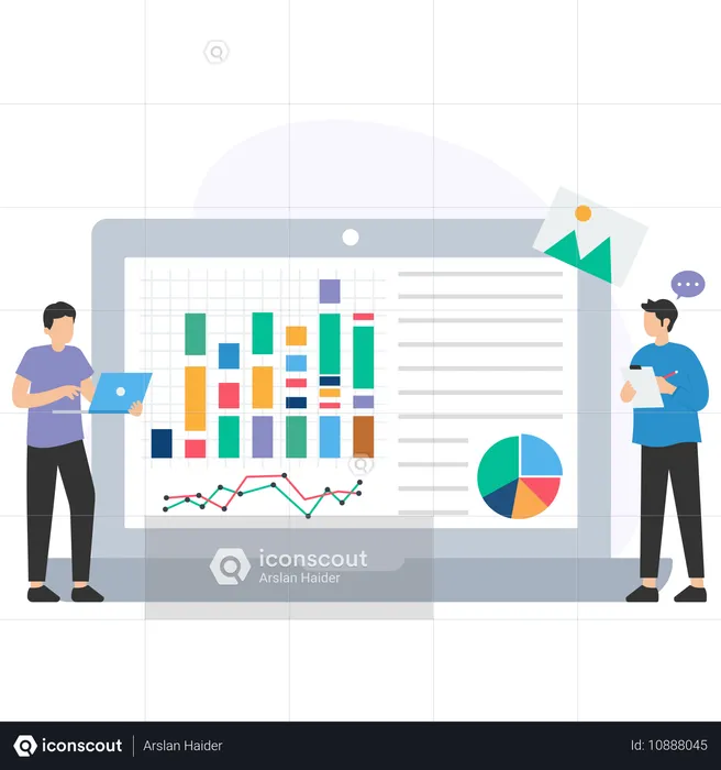 Geschäftsleute, die am Business-Dashboard arbeiten  Illustration