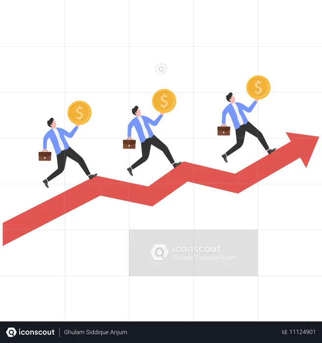 Geschäftsleute, die an der Verbesserung ihres Geschäfts arbeiten  Illustration