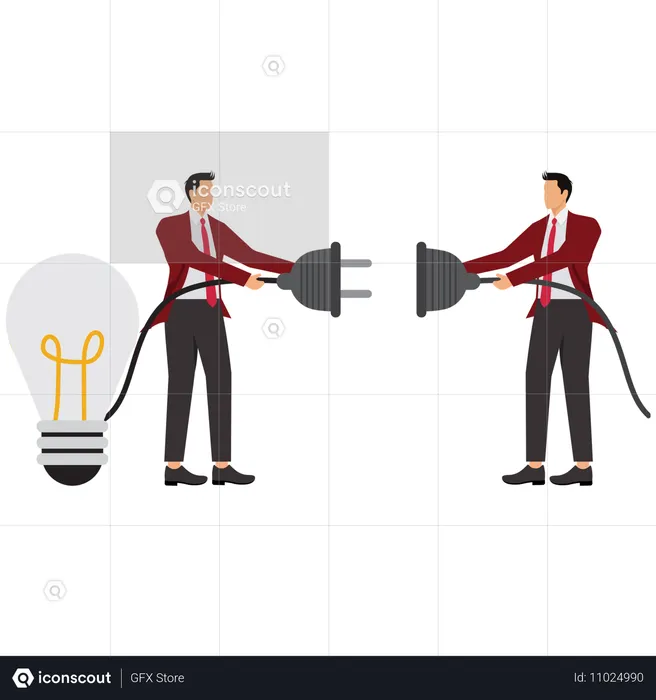 Geschäftsleute arbeiten an Geschäftsidee  Illustration