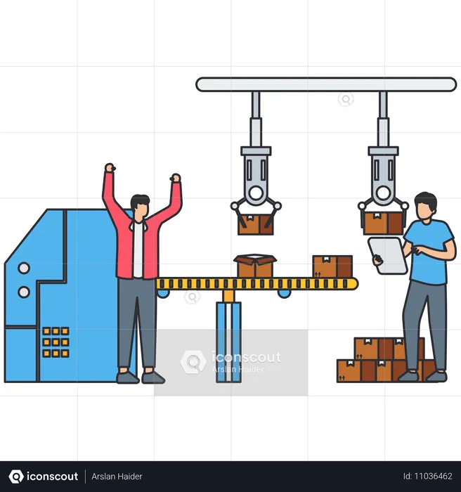 Geschäftsleute, die in einer Produktionseinheit arbeiten  Illustration