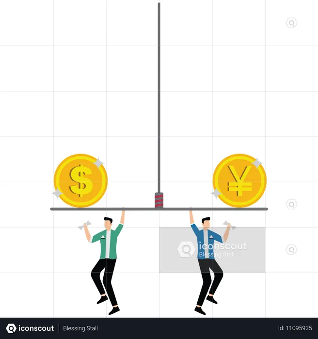 Geschäftsleute, die Unternehmensfinanzen ausgleichen  Illustration