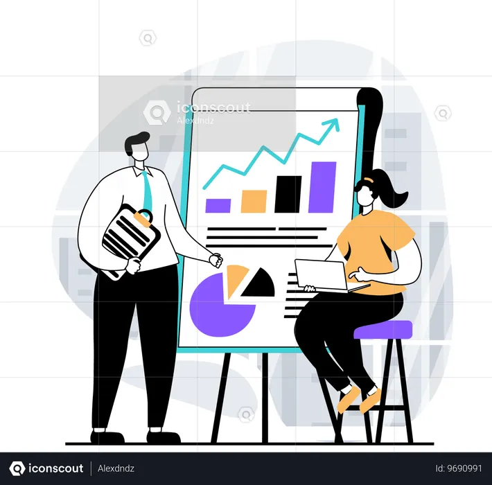 Geschäftsleute diskutieren Geschäftswachstum  Illustration