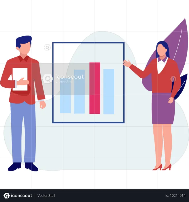 Geschäftsleute erklären Geschäftsdiagramm  Illustration