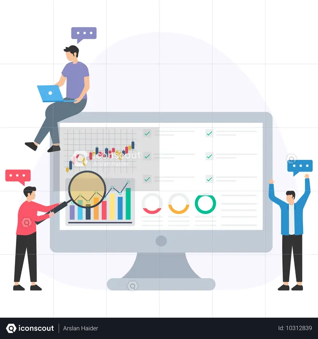 Geschäftsleute, die Projektanalysen durchführen  Illustration