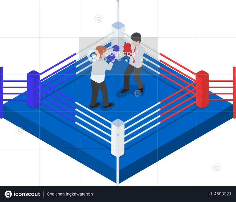 Geschäftsleute kämpfen im Boxring  Illustration