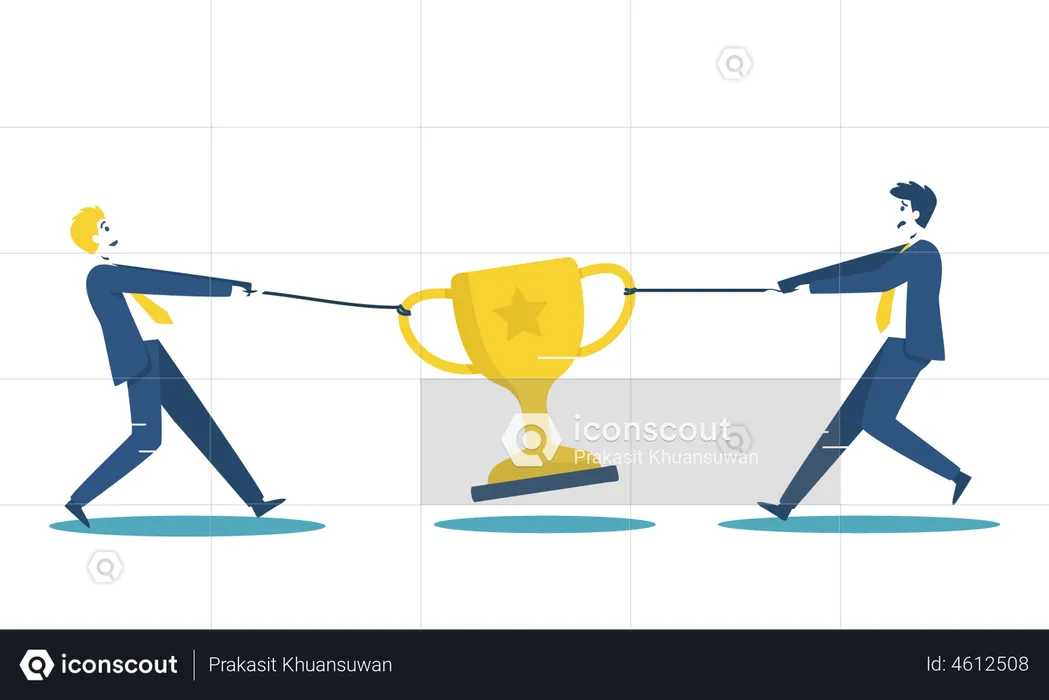 Geschäftsleute kämpfen um Trophäe  Illustration