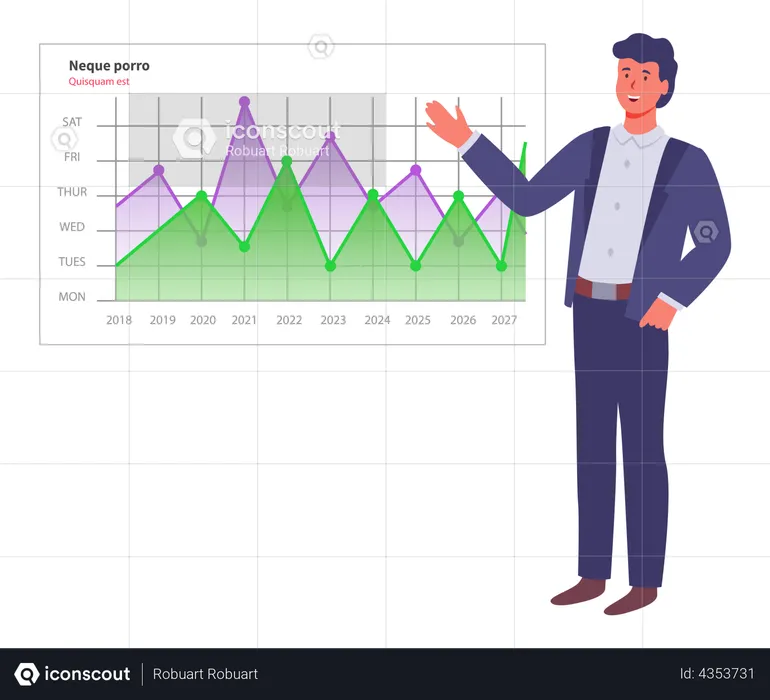 Digitaler Bericht zur Geschäftsmannanalyse mit Daten  Illustration