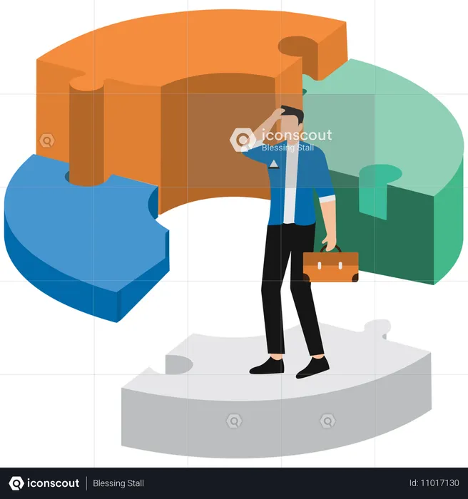 Geschäftsmann analysiert Geschäftsdiagramm  Illustration