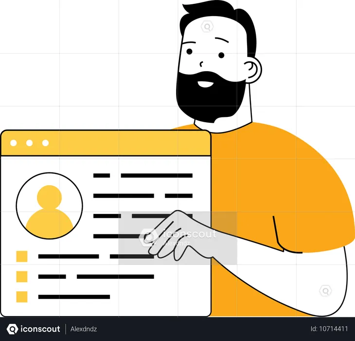 Geschäftsmann analysiert Lebenslauf eines Mitarbeiters  Illustration