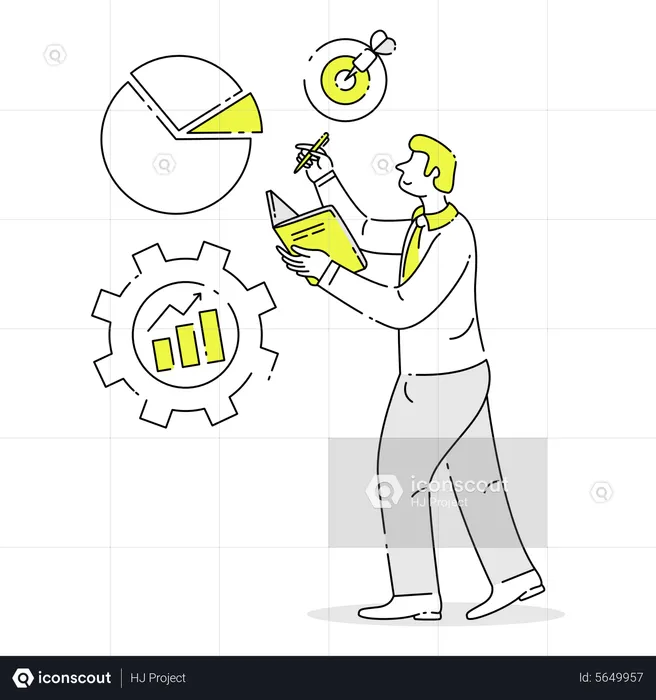 Geschäftsmann analysiert Umsatzwachstum  Illustration