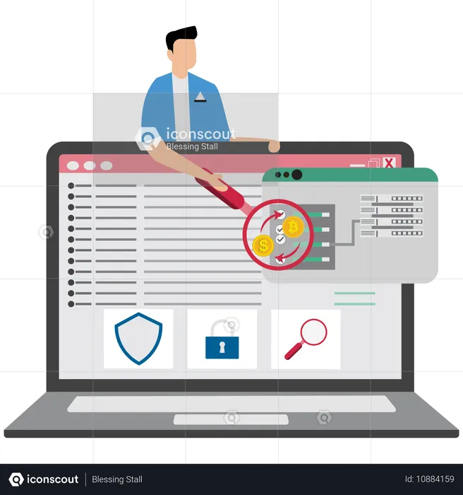 Geschäftsmann analysiert Unternehmensfinanzen  Illustration