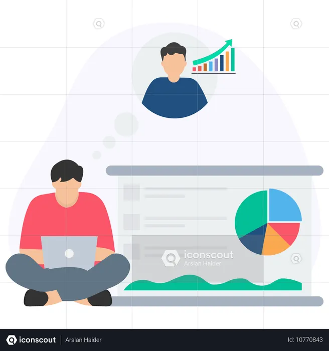 Geschäftsmann arbeitet am Benutzer-Dashboard  Illustration