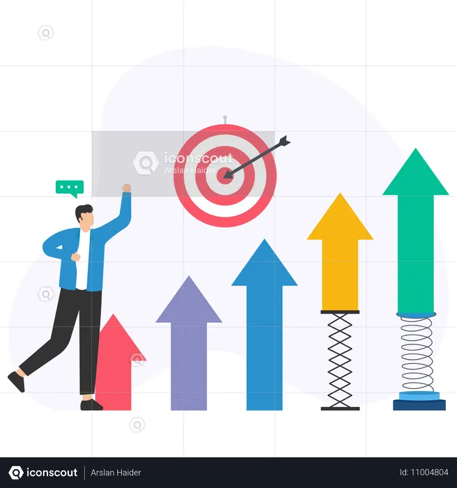 Geschäftsmann arbeitet am Wachstumsmanagement  Illustration