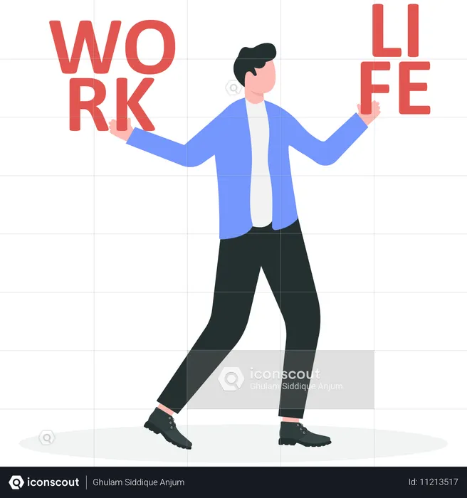 Geschäftsmann arbeitet an der Work-Life-Balance  Illustration