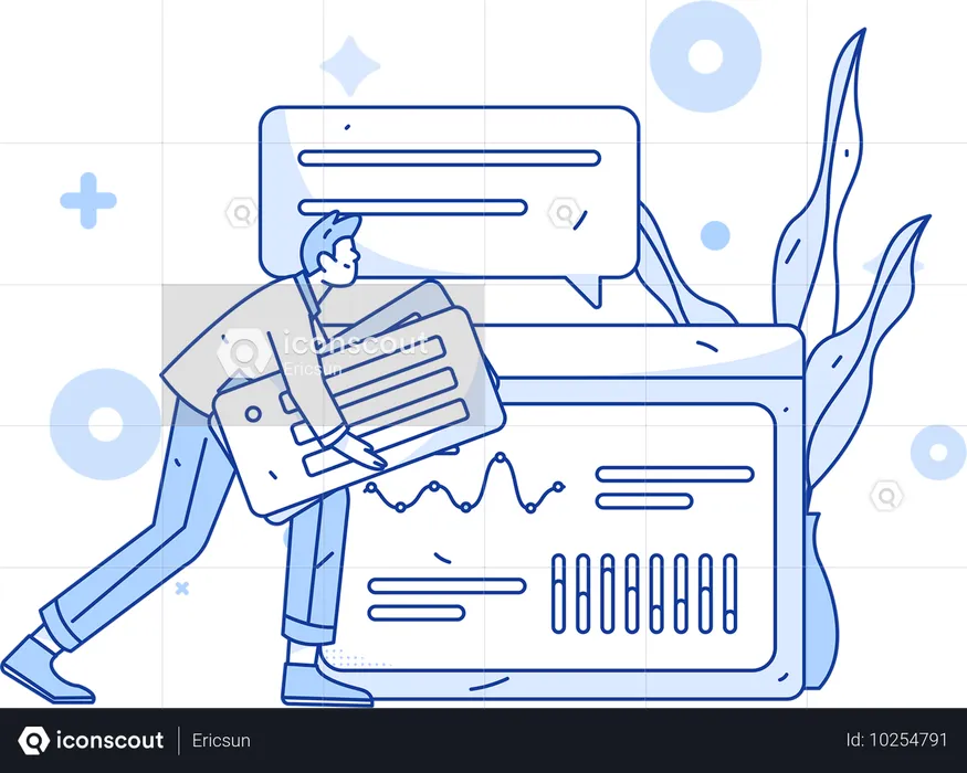 Geschäftsmann arbeitet an einem Geschäftsanalysebericht  Illustration