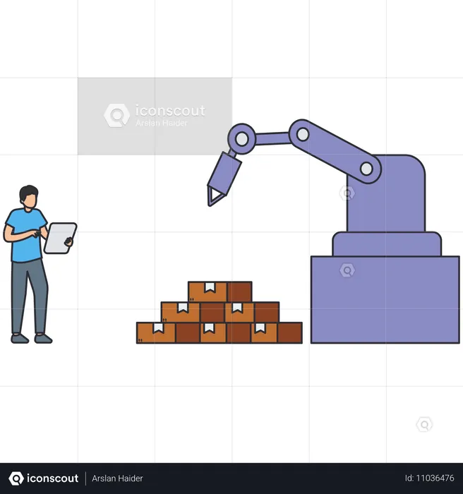 Geschäftsmann, der im Lager arbeitet  Illustration