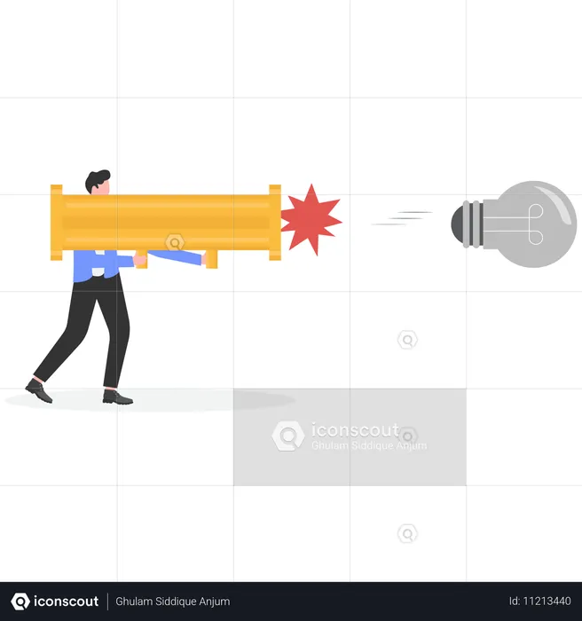 Geschäftsmann arbeitet an Geschäftsidee  Illustration