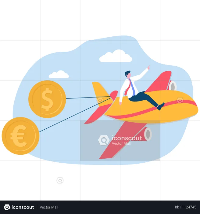 Geschäftsmann, der im Devisenmanagement arbeitet  Illustration