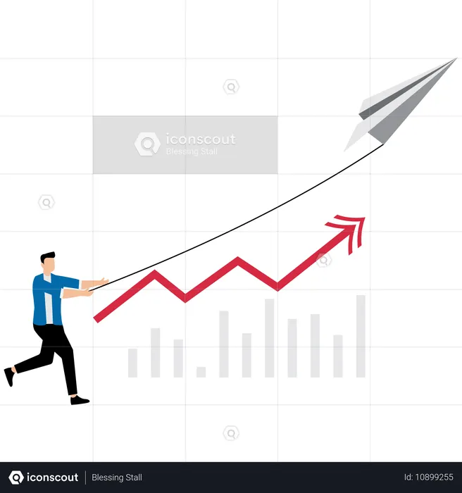 Geschäftsmann arbeitet an innovativen Strategien  Illustration