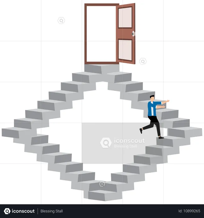 Geschäftsmann arbeitet an Karrierechancen  Illustration