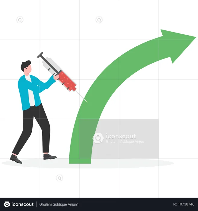 Geschäftsmann arbeitet an schnellem Unternehmenswachstum  Illustration