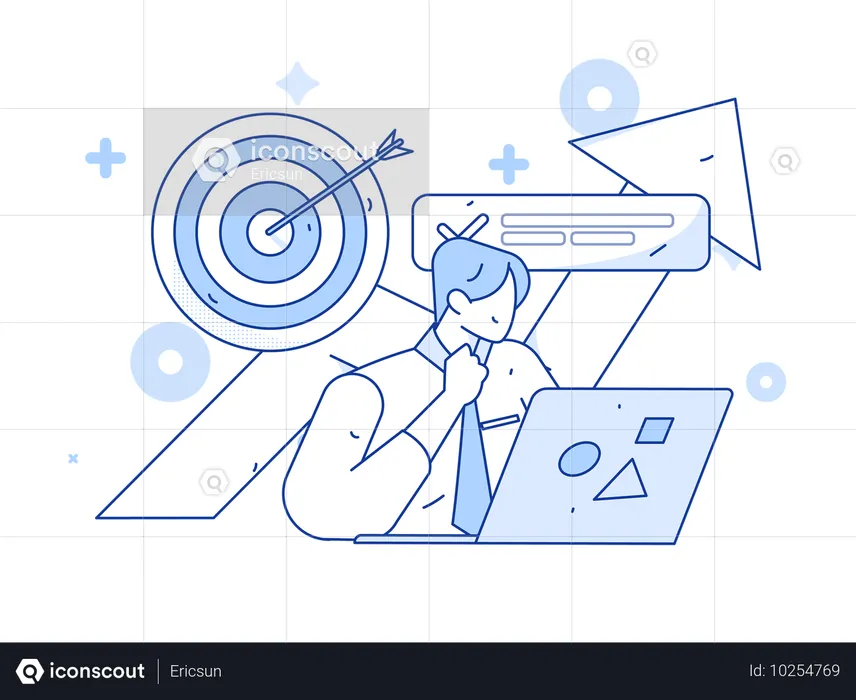 Geschäftsmann arbeitet an Geschäftszielen  Illustration