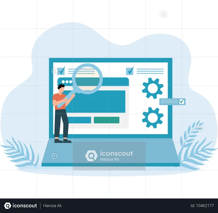 Geschäftsmann arbeitet an SEO  Illustration