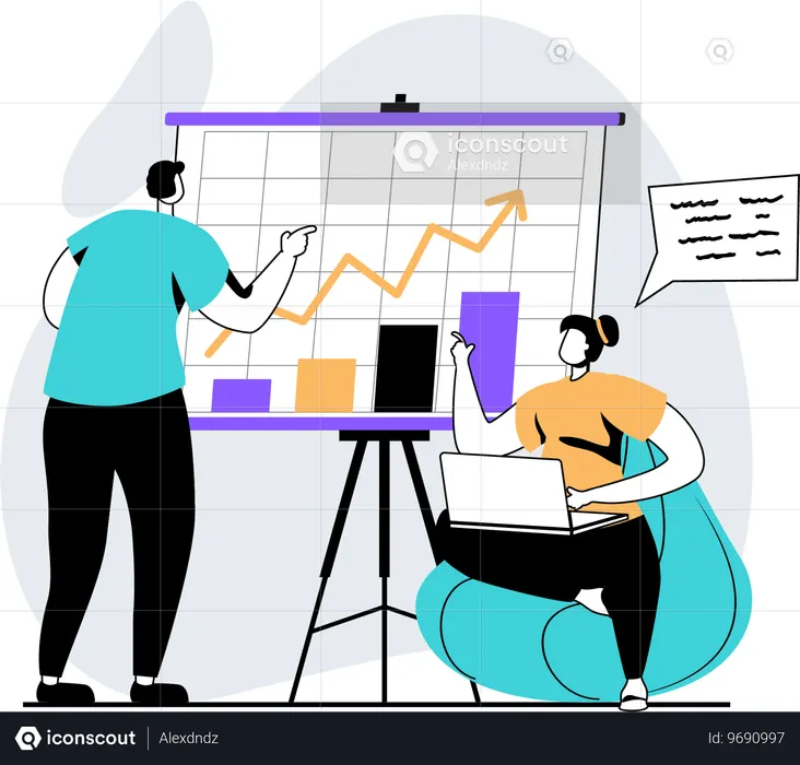 Geschäftsmann arbeitet an strategischen Schritten  Illustration