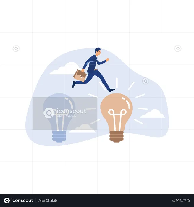 Geschäftsmann auf dem Weg zur Transformation  Illustration