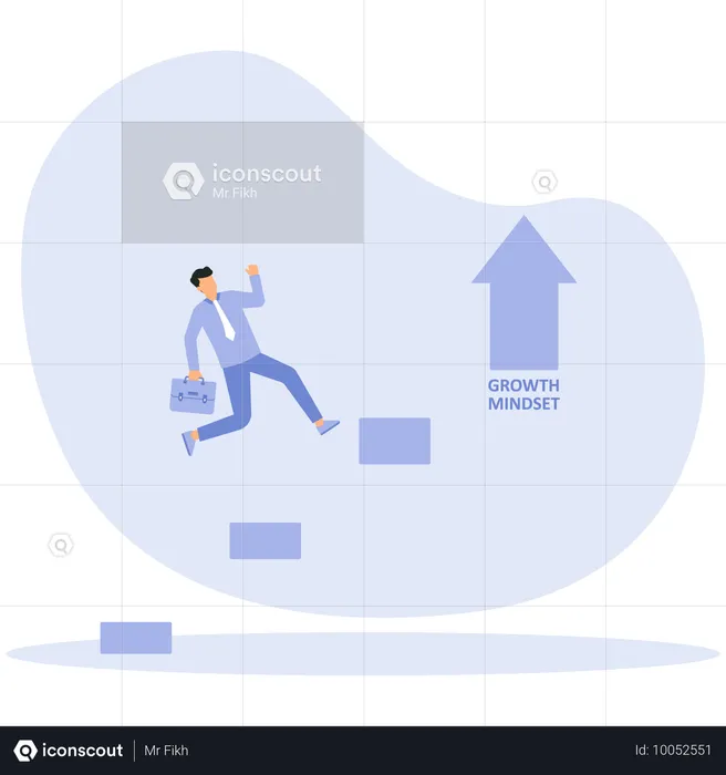 Geschäftsmann beginnt, Treppen zum Erfolg zu erklimmen  Illustration