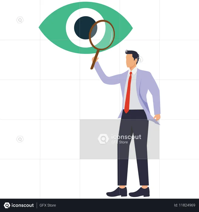 Geschäftsmann macht Augenforschung  Illustration