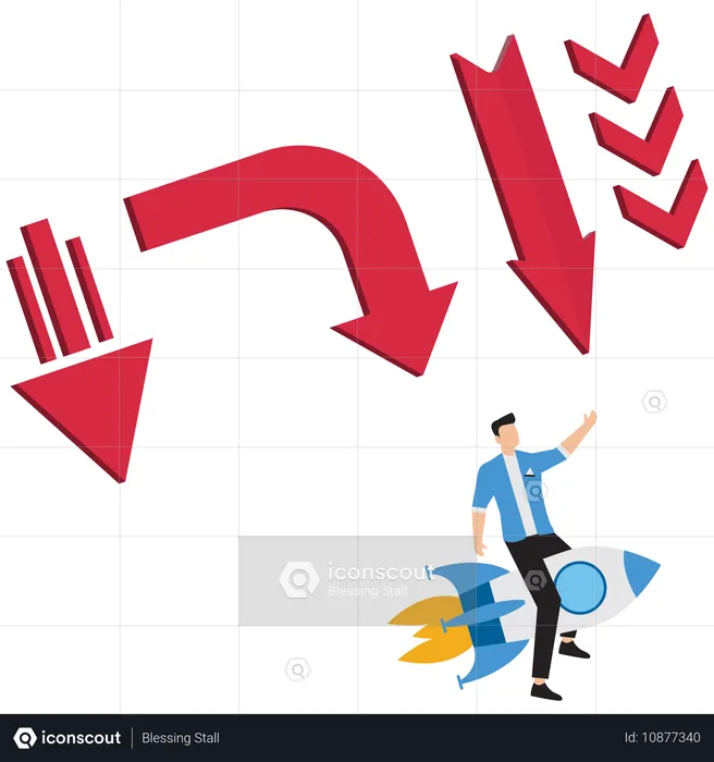 Geschäftsmann bewältigt Wirtschaftskrise  Illustration