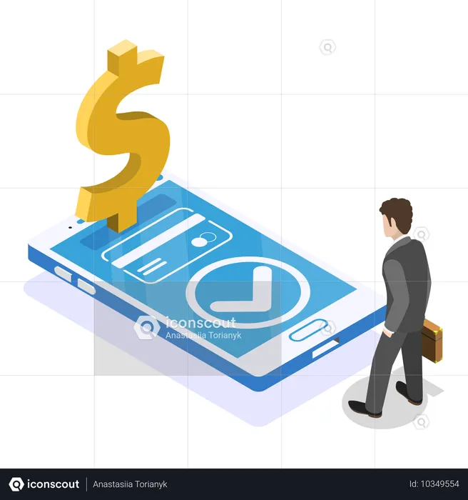 Geschäftsmann prüft Finanzplanung  Illustration