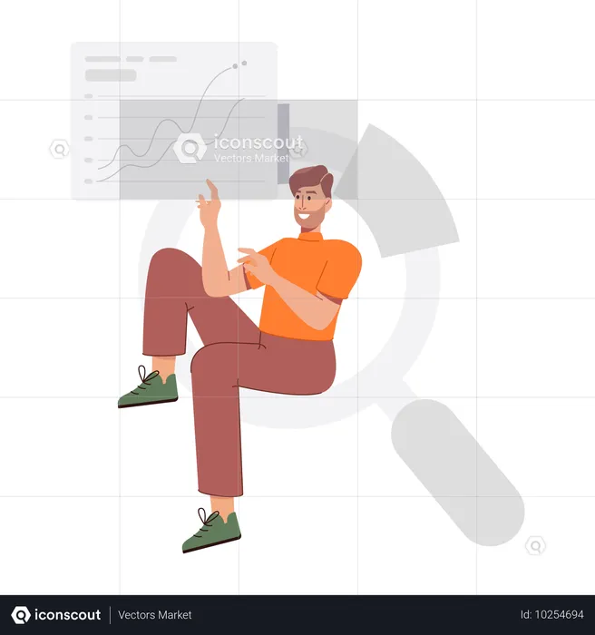 Geschäftsmann forscht zum Unternehmenswachstum  Illustration