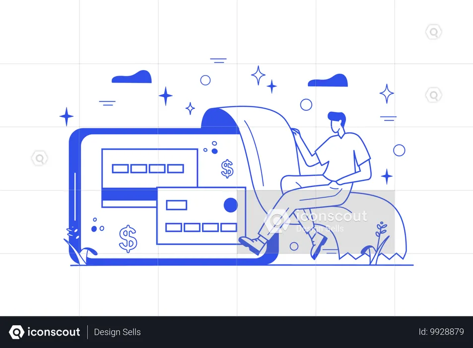 Geschäftsmann erhält elektronische Quittung  Illustration