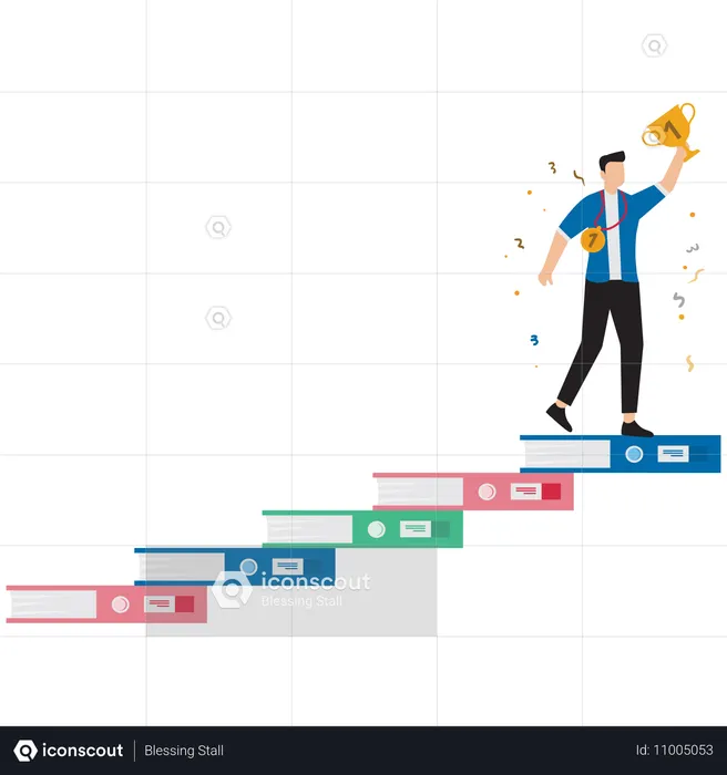 Geschäftsmann erreicht Business-Trophäe  Illustration