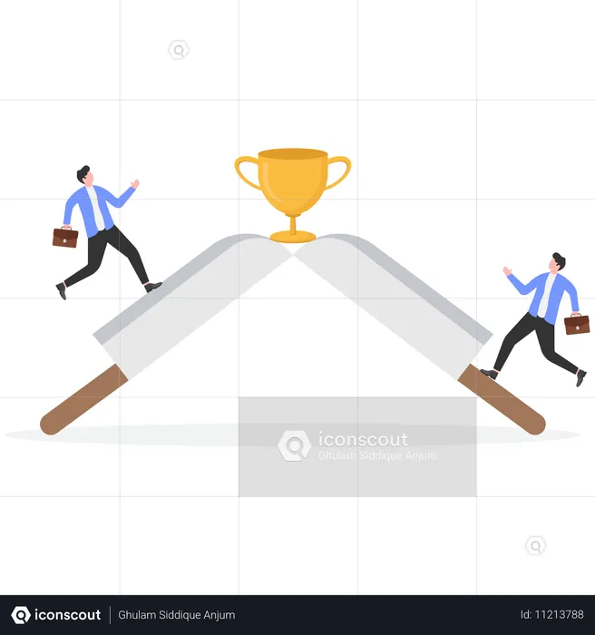 Geschäftsmann erreicht Business-Trophäe  Illustration